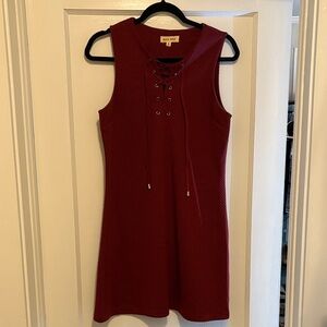 Black Swan Women's Burgundy Lace-Up Mini Dress